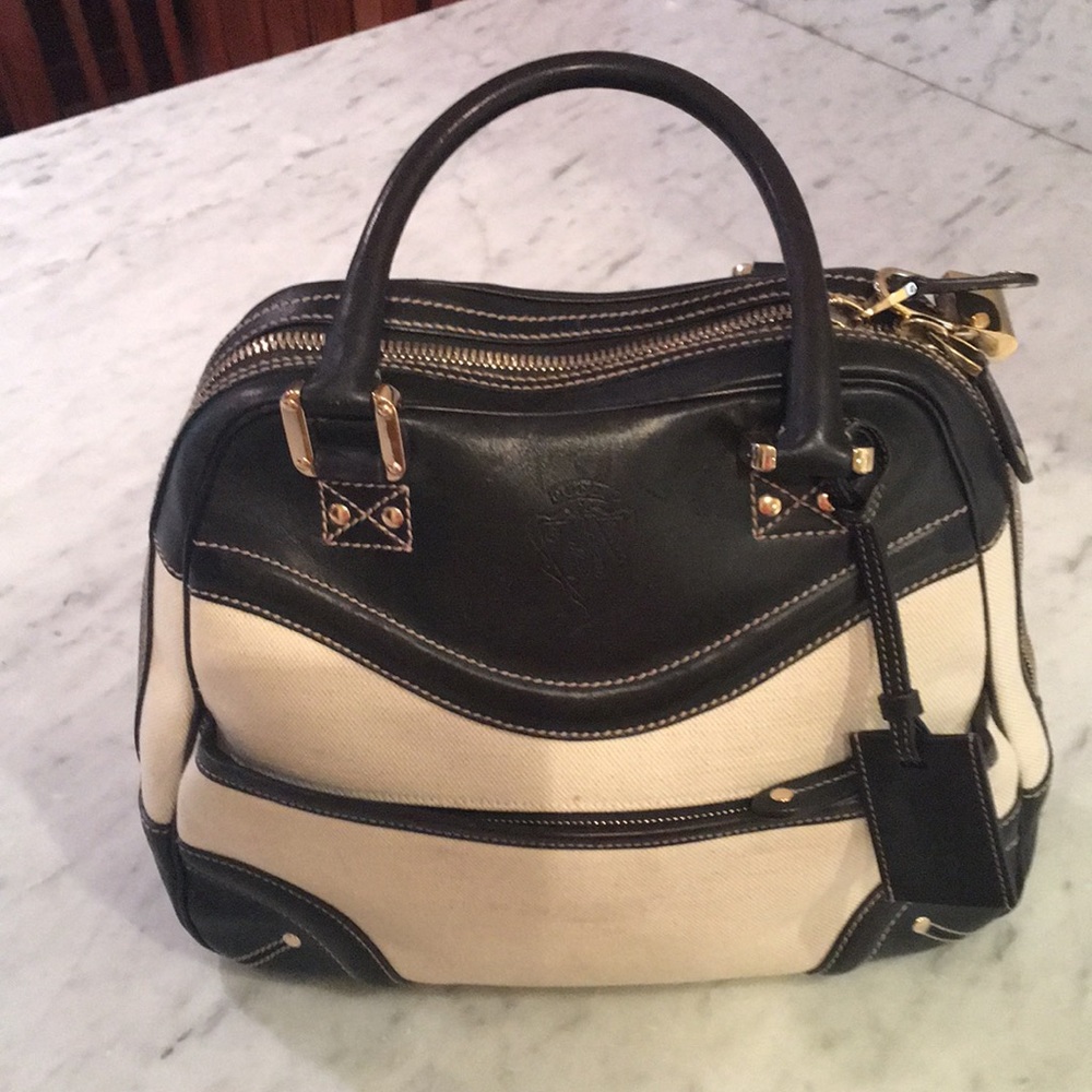 Gucci Black Calf and Canvas Bag